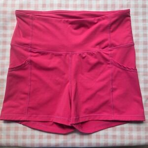UFC Gym Hot Pink Athletic Booty Shorts High‎ Waist Pockets Womens Large